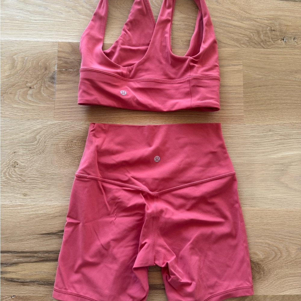 Lululemon align shorts and bra set desert red